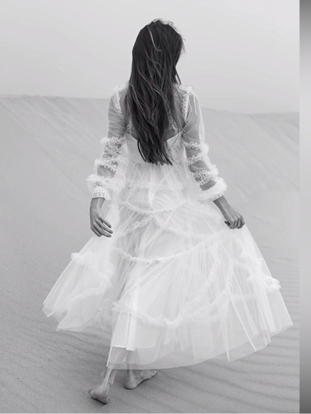 Untamed Petals Dreamer Maxi Dress White Small NWT Sheer Ruffle Bridal Boho - Picture 3 of 13